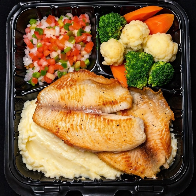 Peixe Grelhado c. Pure/Grilled fish w. mashed potatoes.
